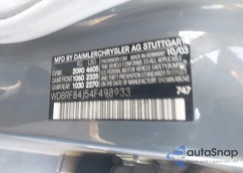 2004 Mercedes-Benz C 320 4Matic z USA, uszkodzony, nr VIN WDBRF84J54F498933